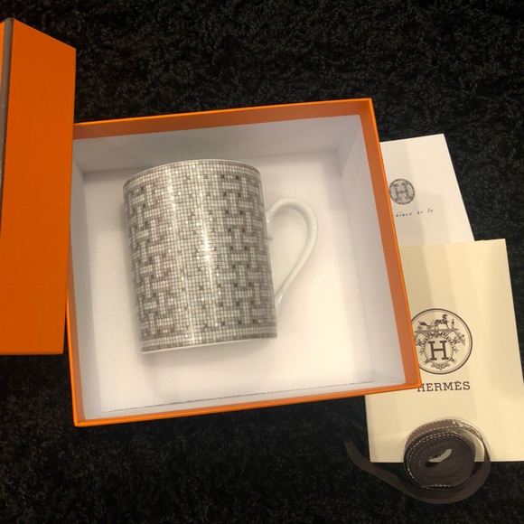 Authentic Brand New Hermes Mosaique au 24 Mug Platinum Silver with box - Picture 1 of 5